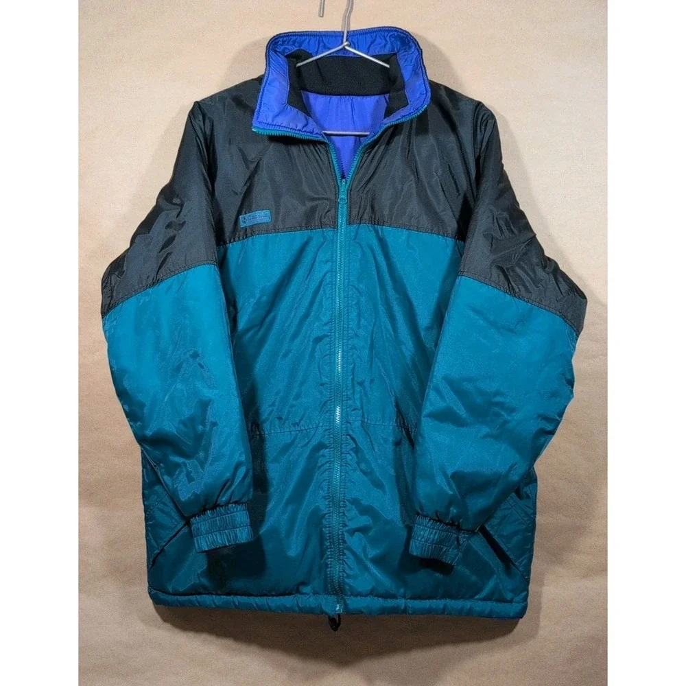 Vintage 90s Columbia Women XL Reversible Purple/Teal Ski Snow Winter Jacket Coat